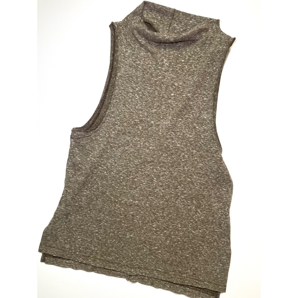 We The Free Free People Women Small Olive Green Heather Mock Neck Sleeveless Top